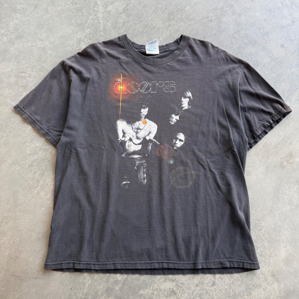 Vintage The Doors Band T-Shirt Tennessee River Faded Black Distressed XL